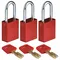 Lockout Padlock, Keyed Alike, Aluminium, Standard Body Size, Steel, Red, 3PK