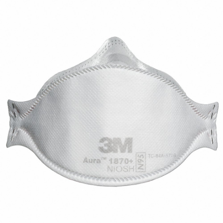 Disposable Respirator, Level 3, Flat-Fold, M Mask Size, Dual, Non-Adj, 20 PK