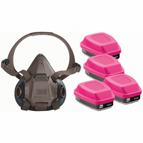 Half Mask Respirator Kit, 4 Cartridges Included, Organic Vapor, P100 Combo Cartidge