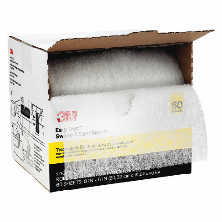 Dust Cloth, 5 Inch Lg, 6 Inch Width, 125 Ft Roll Lg, 250 Sheets Per Roll, White, 2 PK