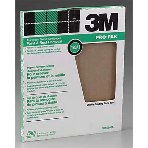 Sanding Sheet, 11x9 In, 180 G, AlO, PK250