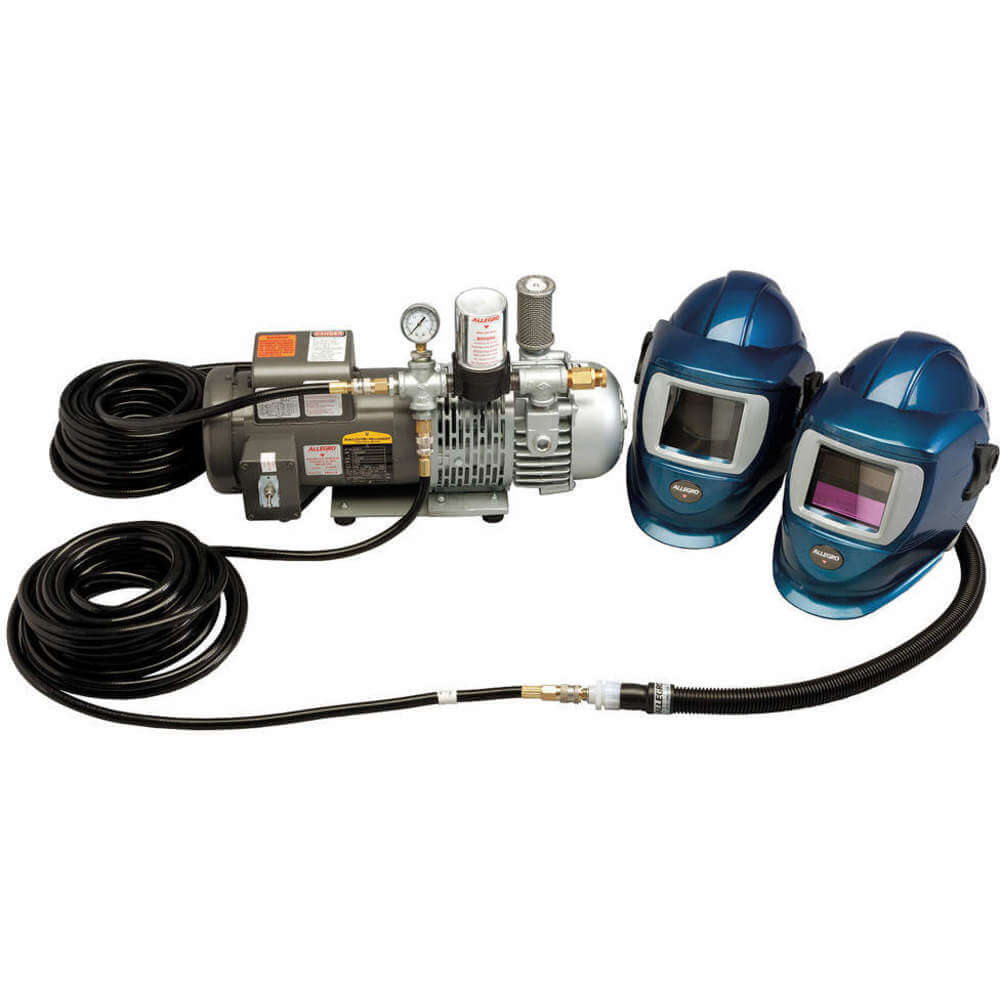 ALLEGRO SAFETY 9248-02 Two Worker Deluxe Shield And Welding Helmet System, 15 PSI | AB7KPZ 23UA38