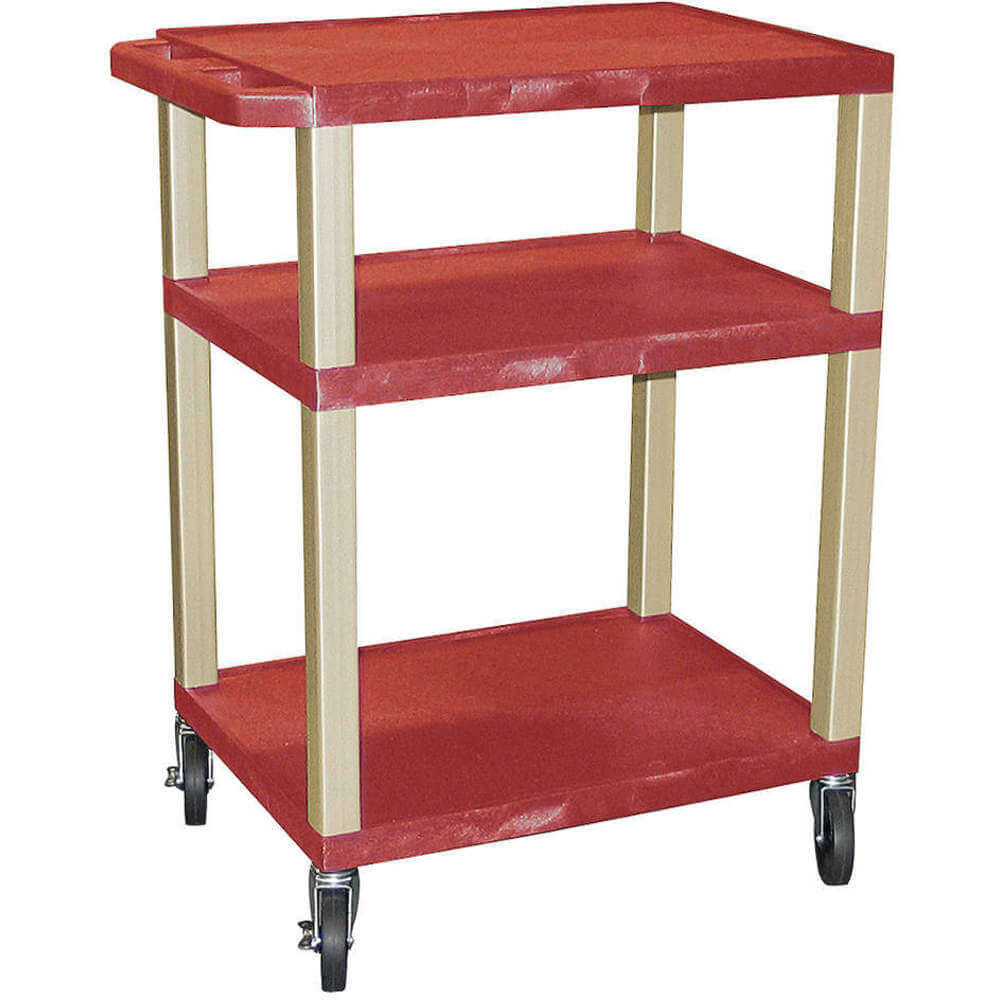 Utility Cart 200 lb. Capacity Resin 3 Shelves Red