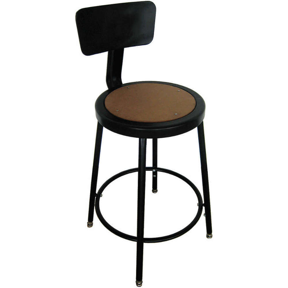 Round Stool With Backrest Black 18 To 27