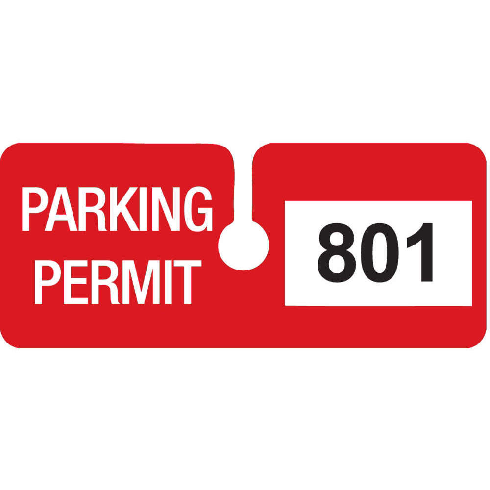 Parking Permits Rearview White/red - Pack Of 100