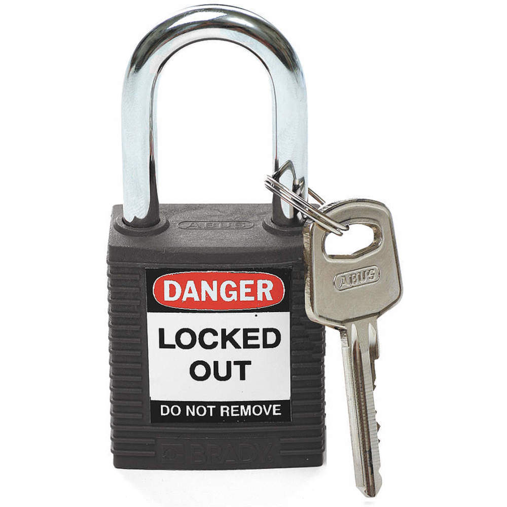Lockout Padlock Keyed Different Black 1/4in. Diameter