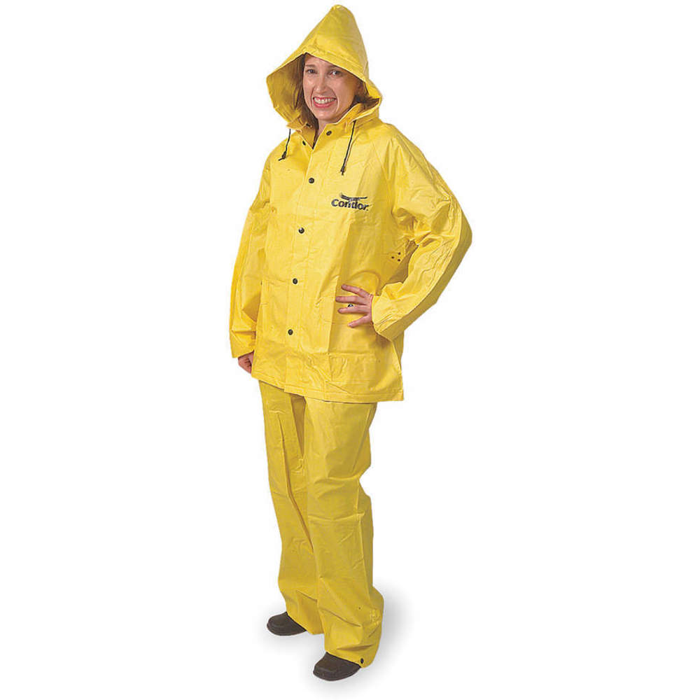 3 Piece Rainsuit With Detachable Hood Yellow Xl