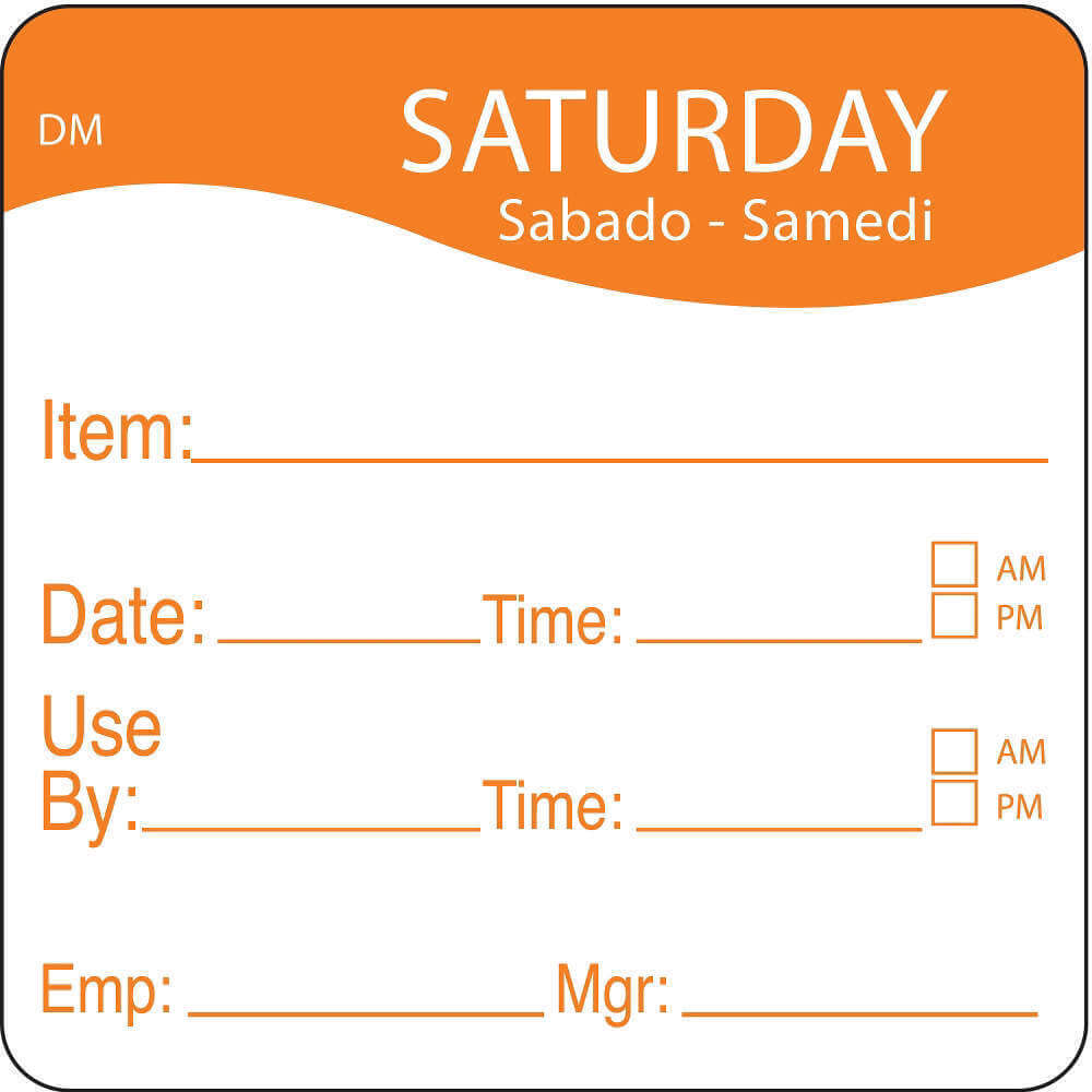Day Label Saturday 4-1/2 Inch Width - Pack Of 250