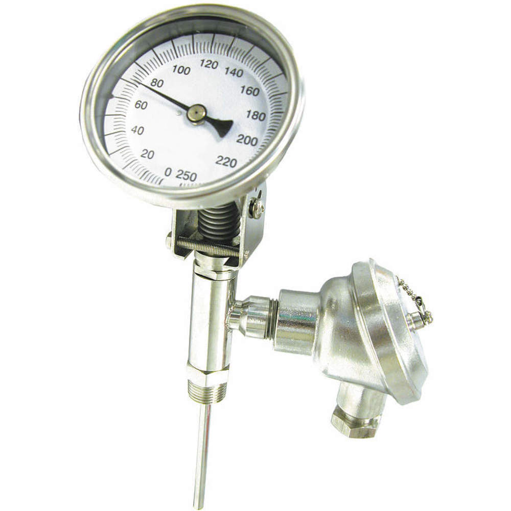 Bimetal Thermometer, 5 Inch Dial, 0 To 250 Deg F Range