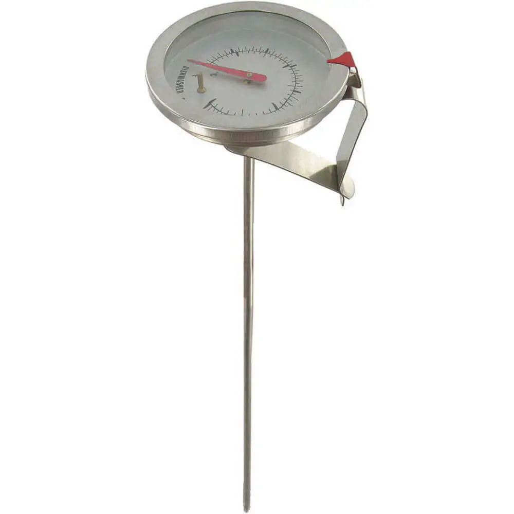 Clip On Dial Thermometer, Bimetal, 1-3/4 Inch Dial, 5 Inch Stem, 0 to 140 Deg F Range