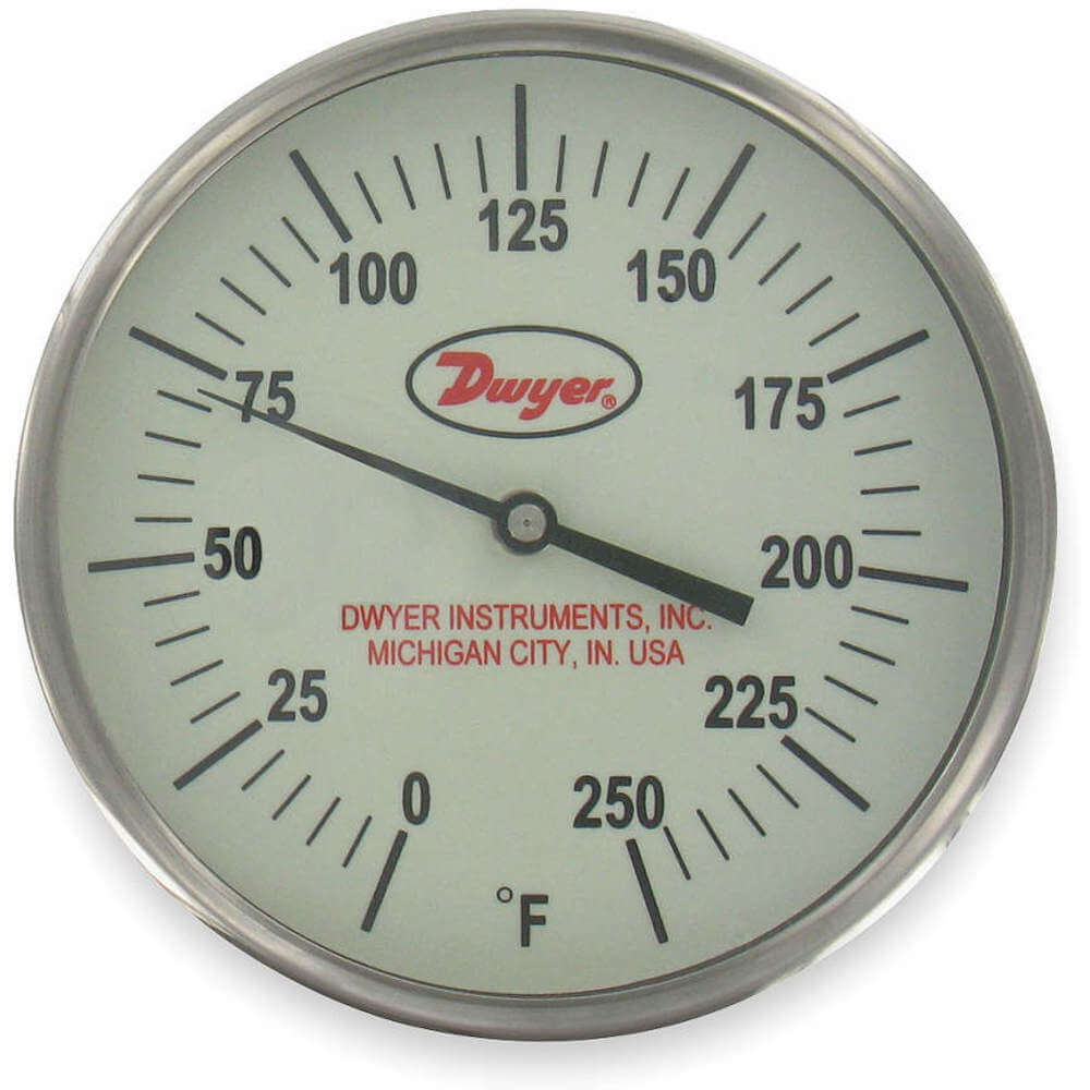Dial Thermometer, Glow In The Dark, Bimetal, 1/2 Inch NPT Connection, 0 to 300 Deg F Range