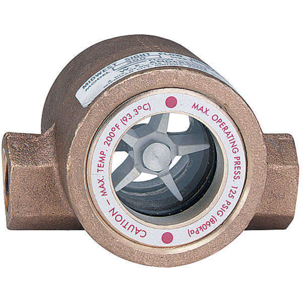 Double Sight Flow Indicator, 1-1/4 Inch Size, Bronze
