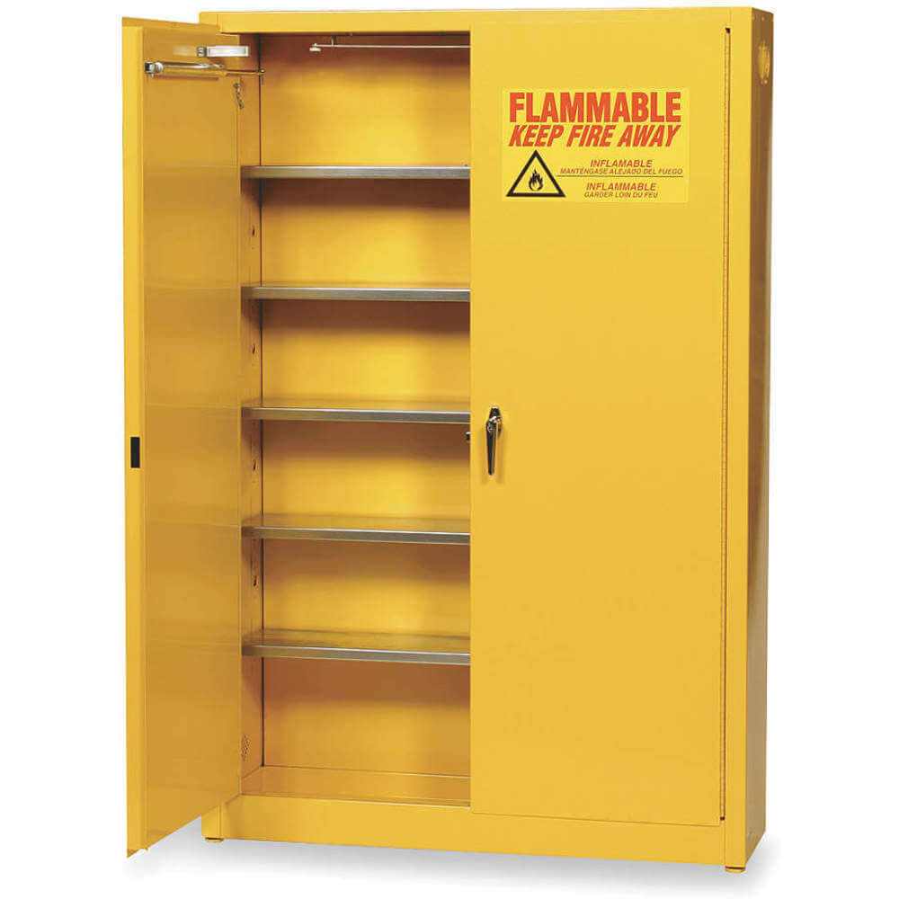 Hazardous Material Storage Cabinet, 5 Shelves, Yellow