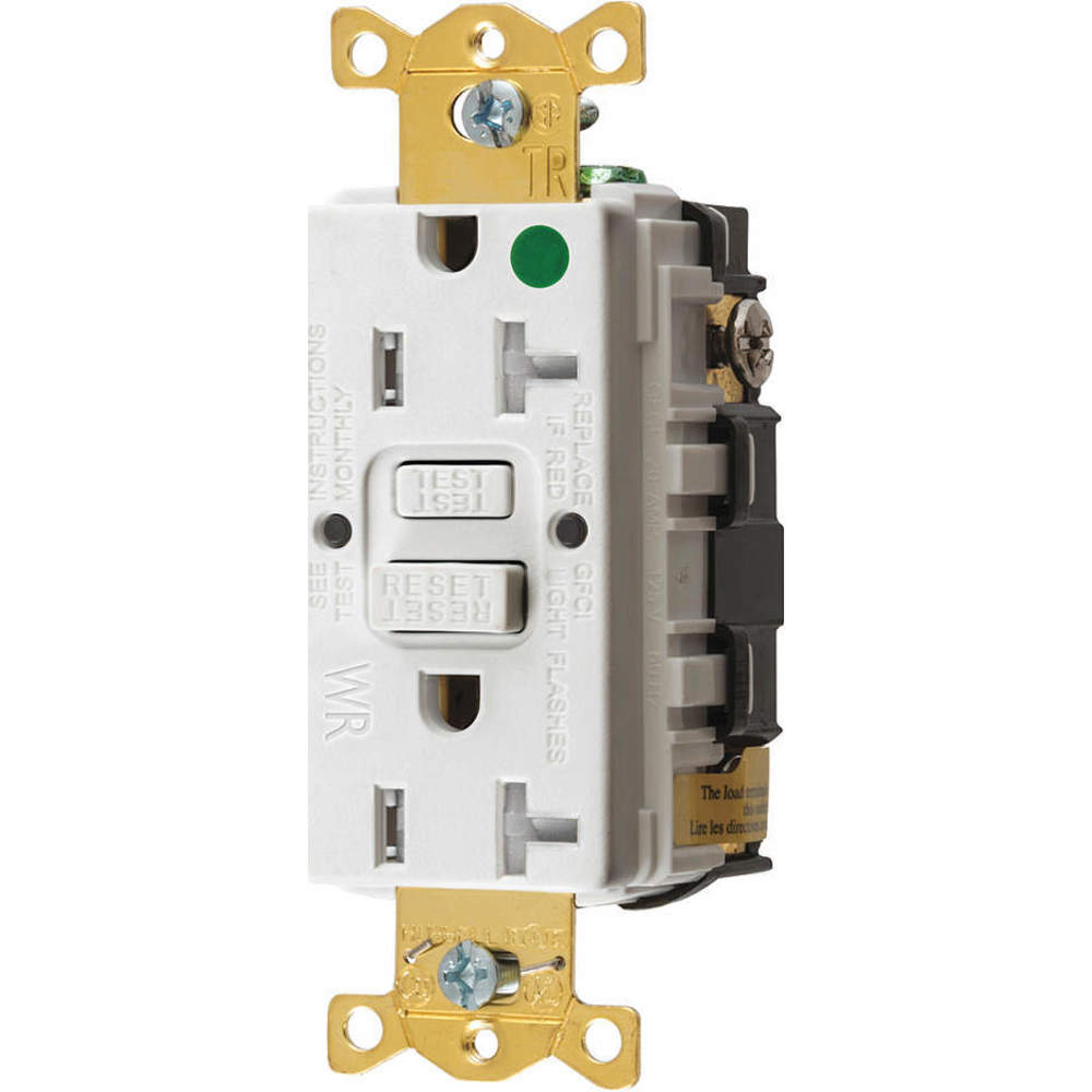 Gfci Receptacle, 20A 125V, 2-P 3-W Grounding, 5-20R, White