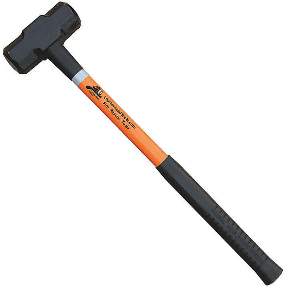 Sledge Hammer, 8 Lbs., 24 Inch Length, Black Grip, Fiberglass Handle, Orange