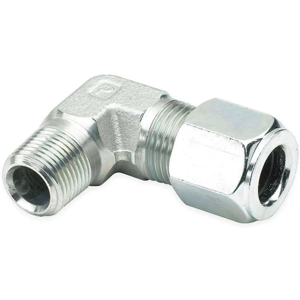 Tube Fitting, 90 Deg Elbow, 1/4 Inch Outside Diameter, Flareless, Steel