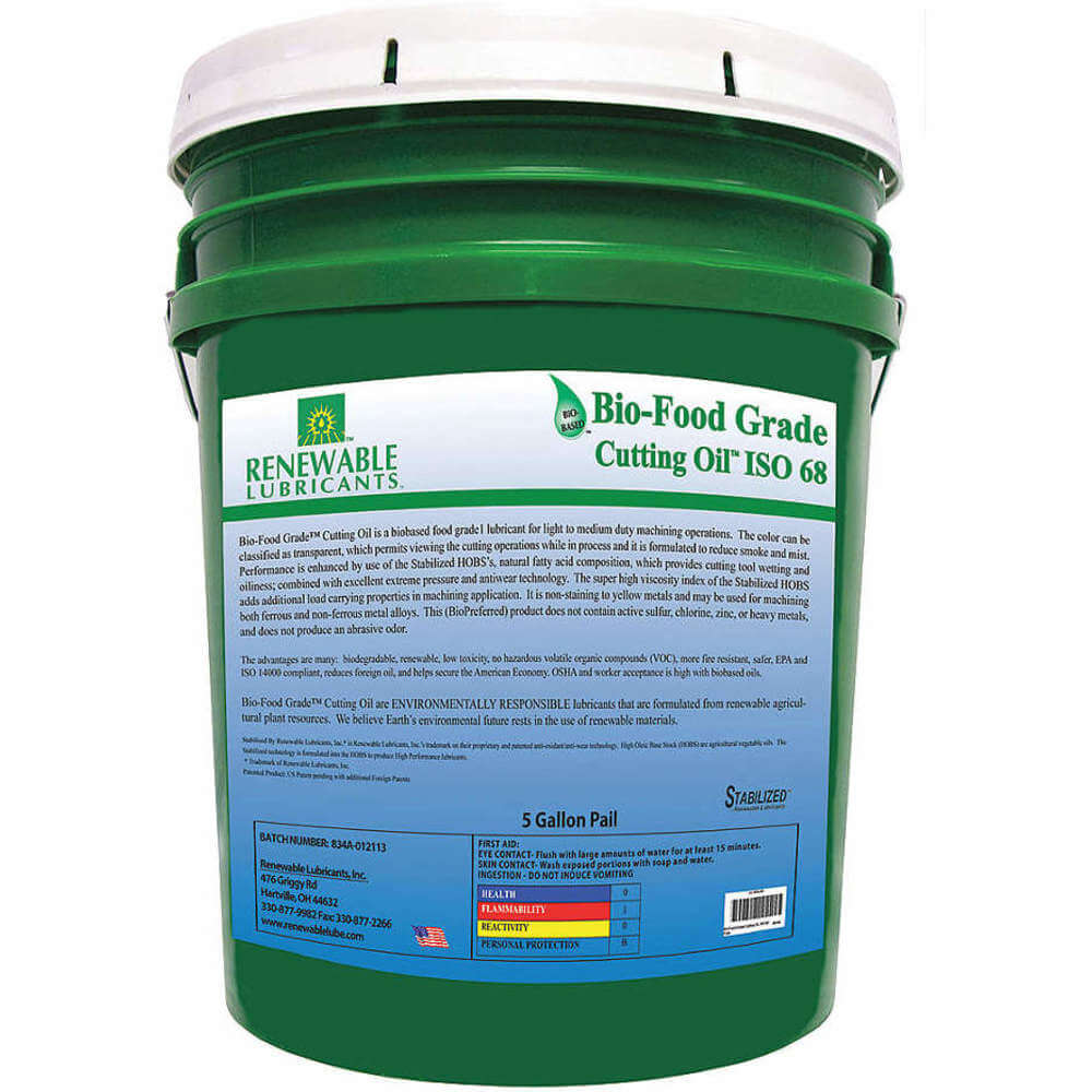 Bio Food Grade Cutting Oil, Grade 68, 5 Gallon Capacity