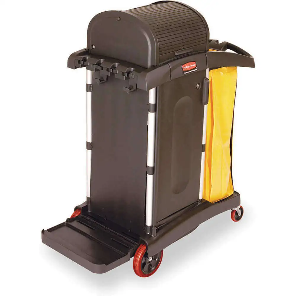 Microfiber Janitor Cart Black Plastic/aluminium