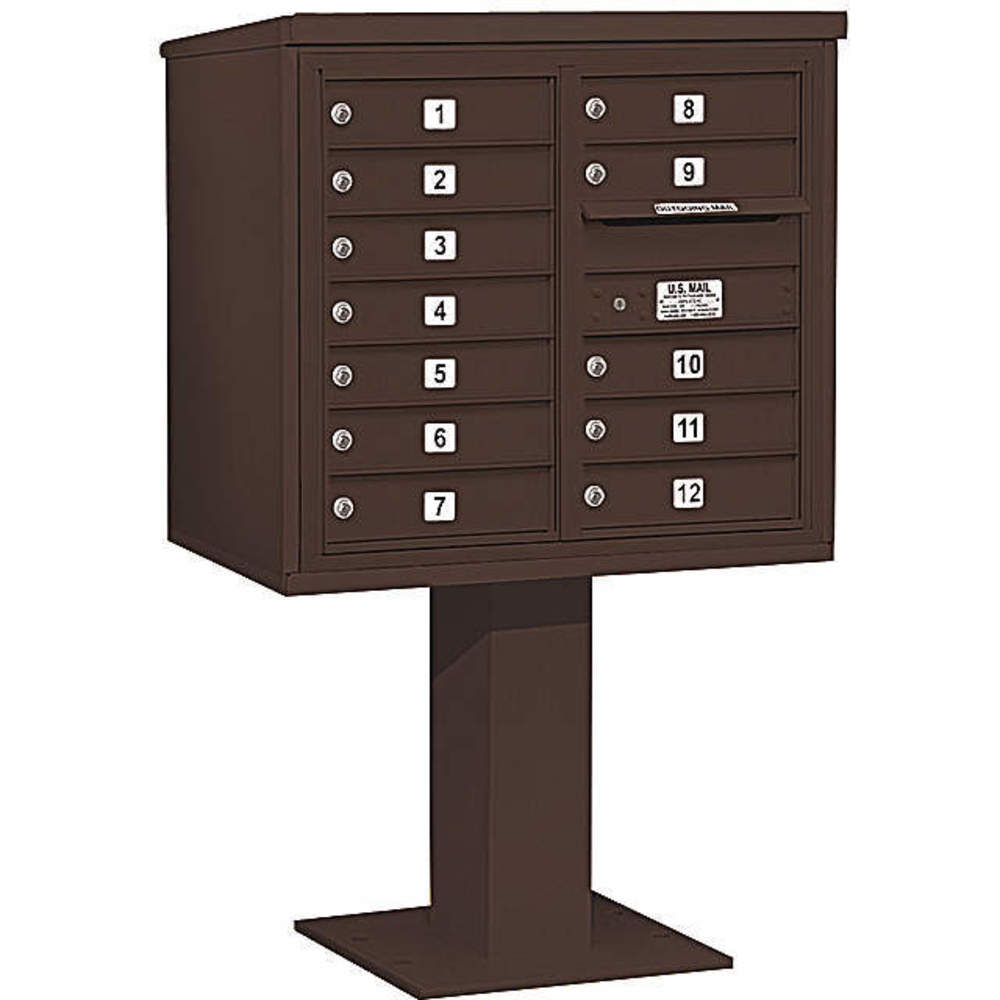 Pedestal Mailbox 12 Door Bronze 55-1/8 Inch