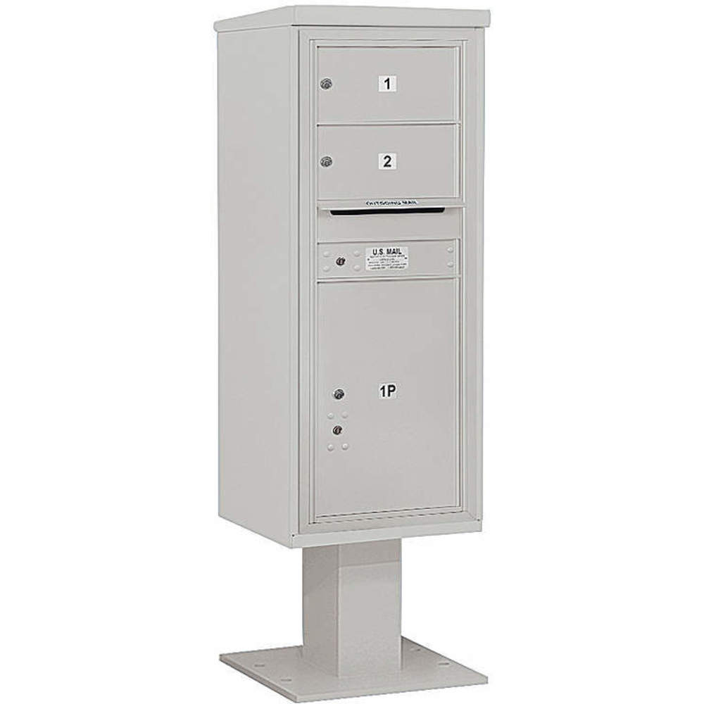 Pedestal Mailbox 3 Doors Gray 59-3/4 Inch