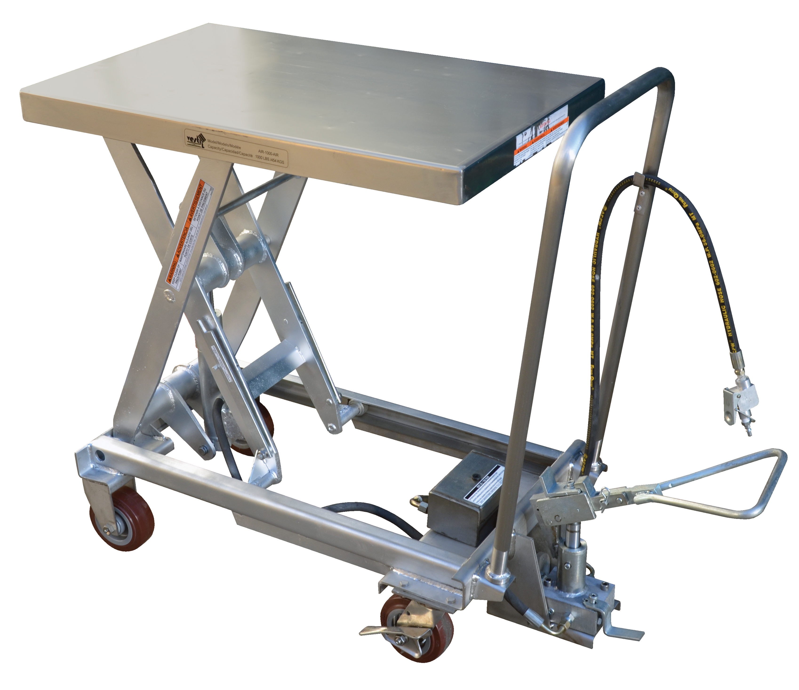 Air Stainless Steel Cart, 1000 Lb. Capacity, 19.6875 Inch x 32.25 Inch Size