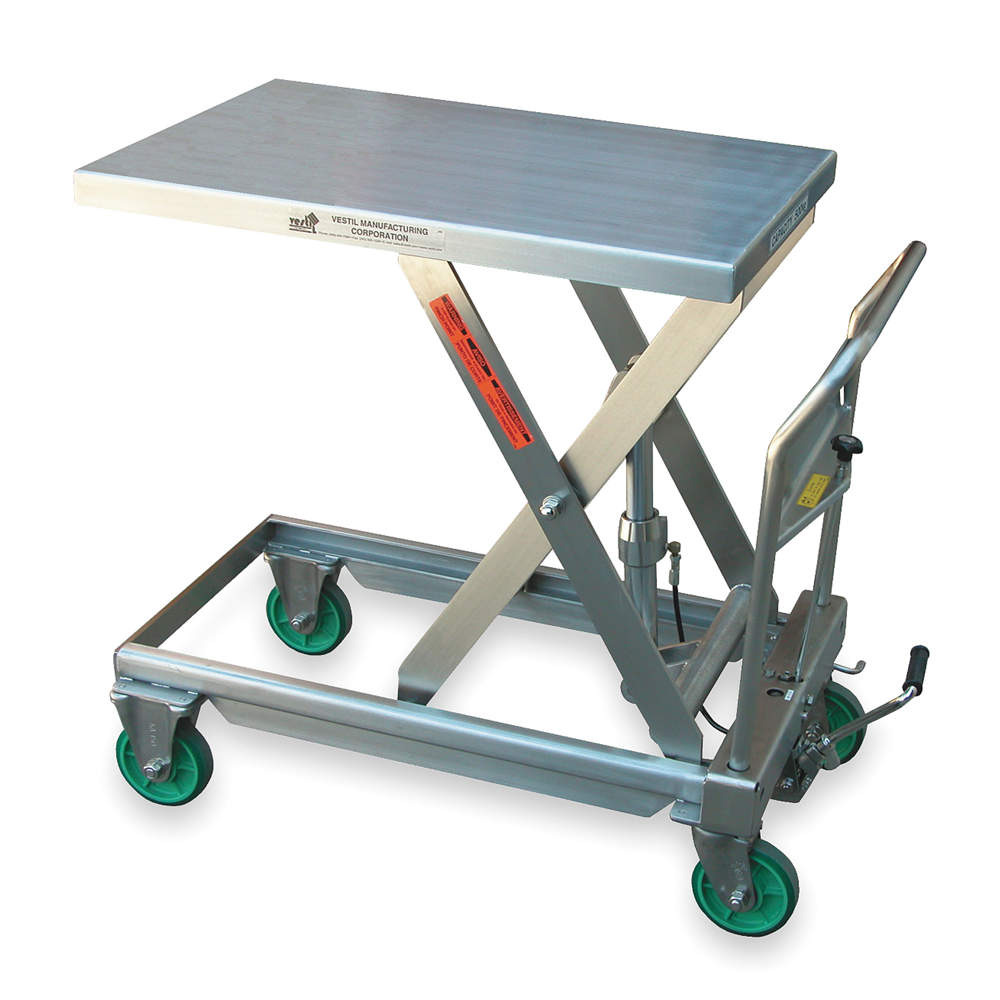 Scissor Lift Cart, 550 Lb., Stainless Steel Fixed
