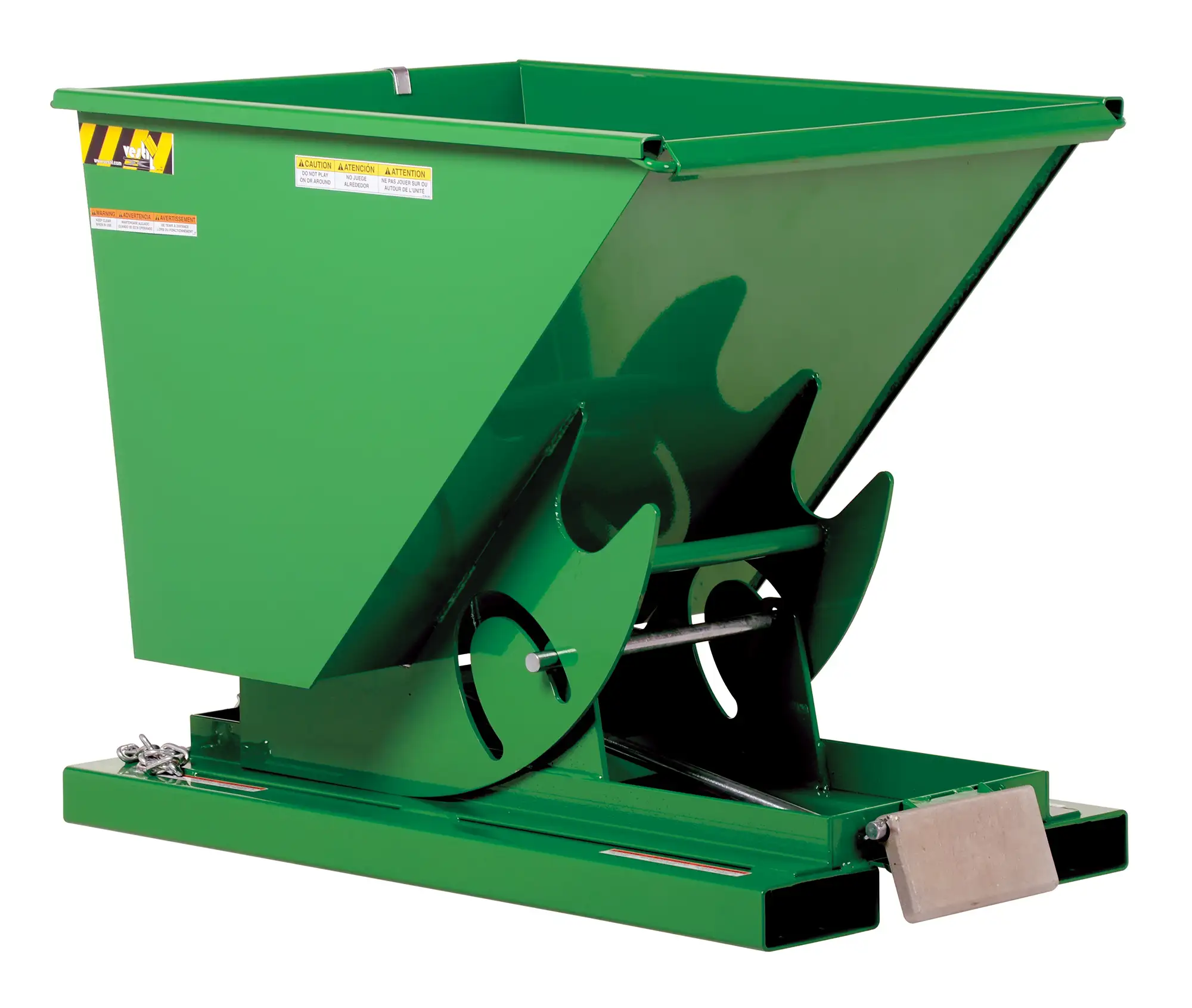 Self Dumping Hopper, Heavy Duty, 0.75 cu. yd., 6000 Lb., Green, Steel