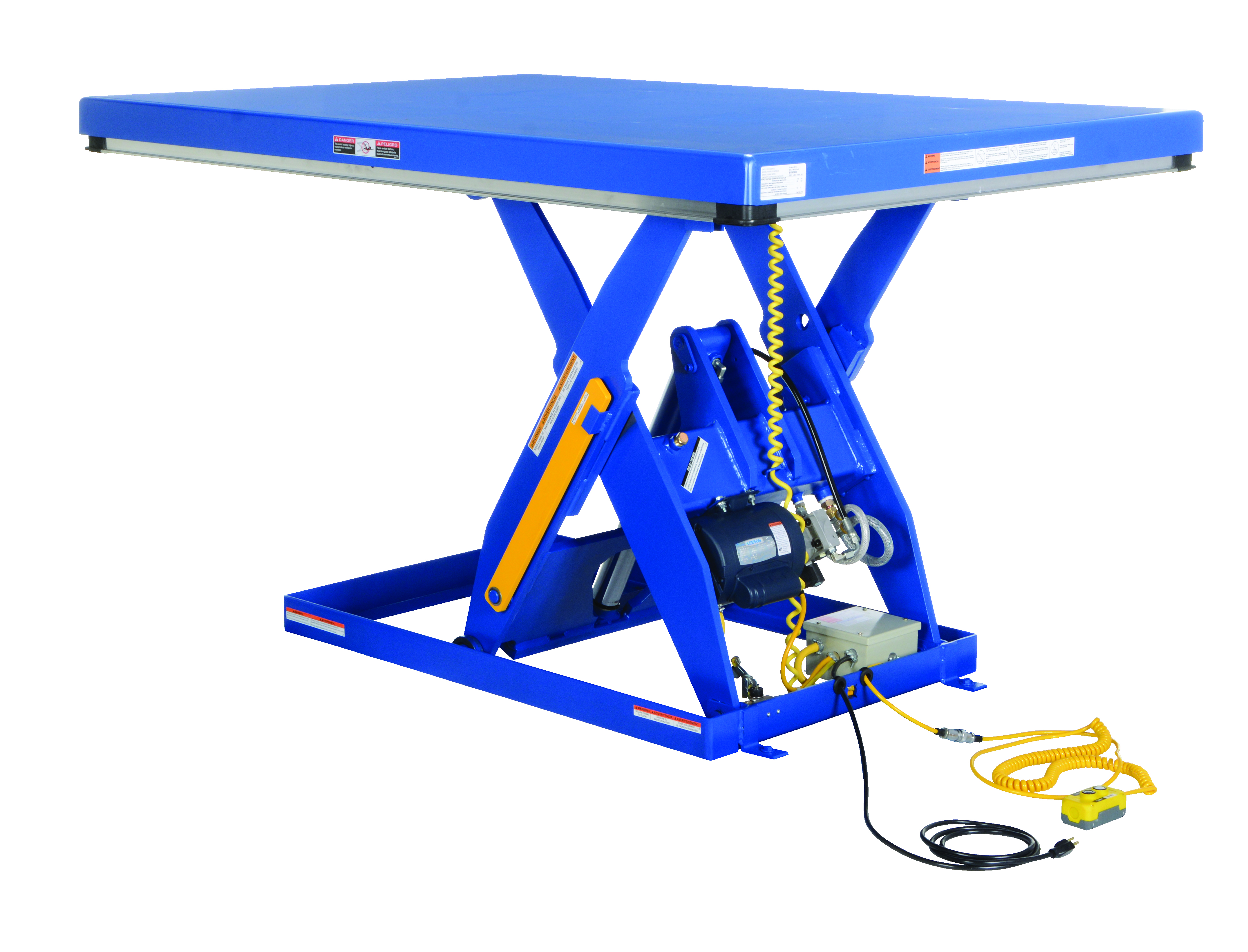 Electric Hydraulic Lift Table, 2000 lb., 48 x 72 Inch Size, Blue, Steel