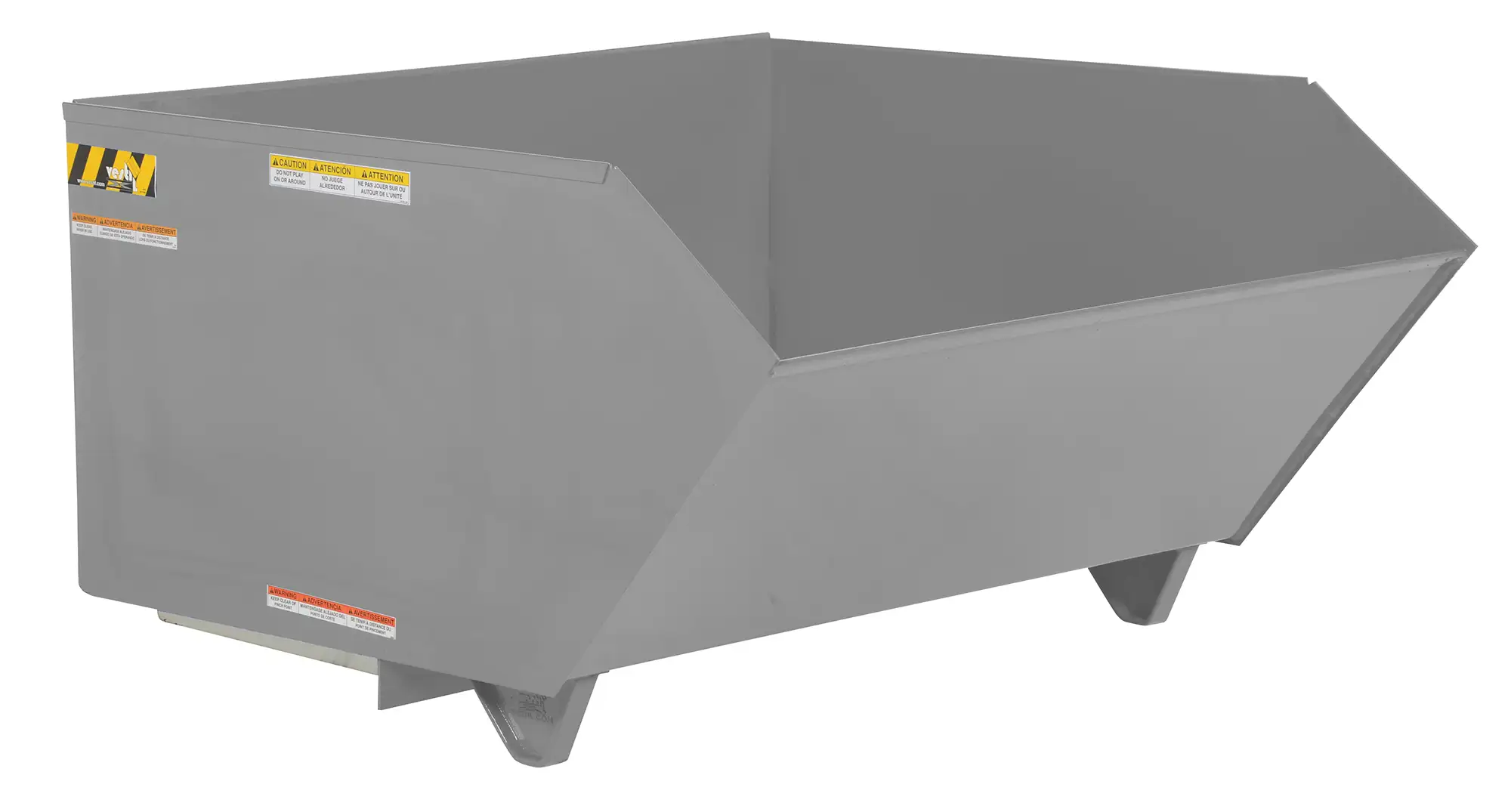 Self Dumping Hopper, Medium Duty, 0.25 cu. yd., 4000 Lb., Battleship Gray, Steel