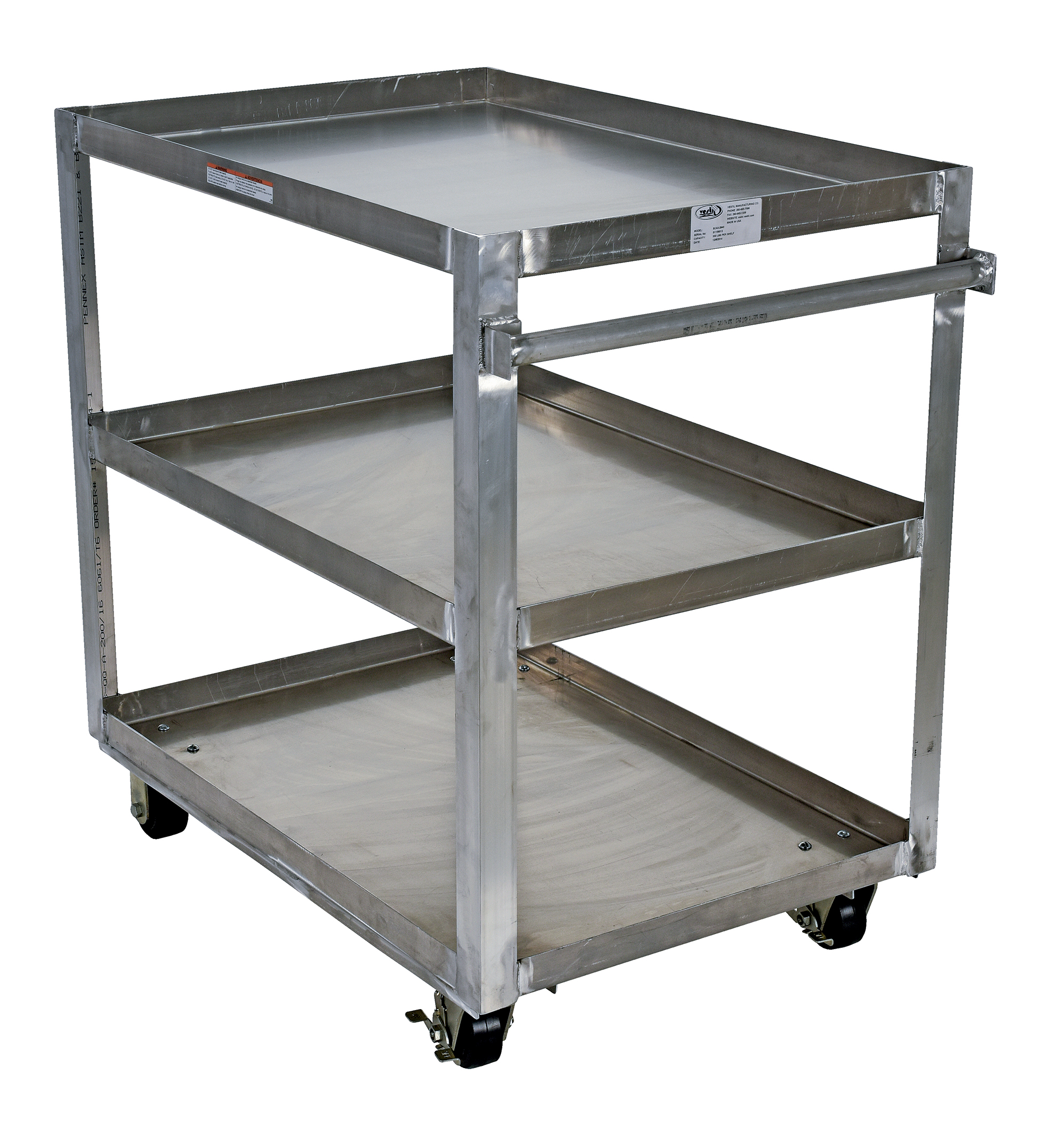 Aluminium Service Cart With Three Shelves, 660 Lb. Capacity, Silver