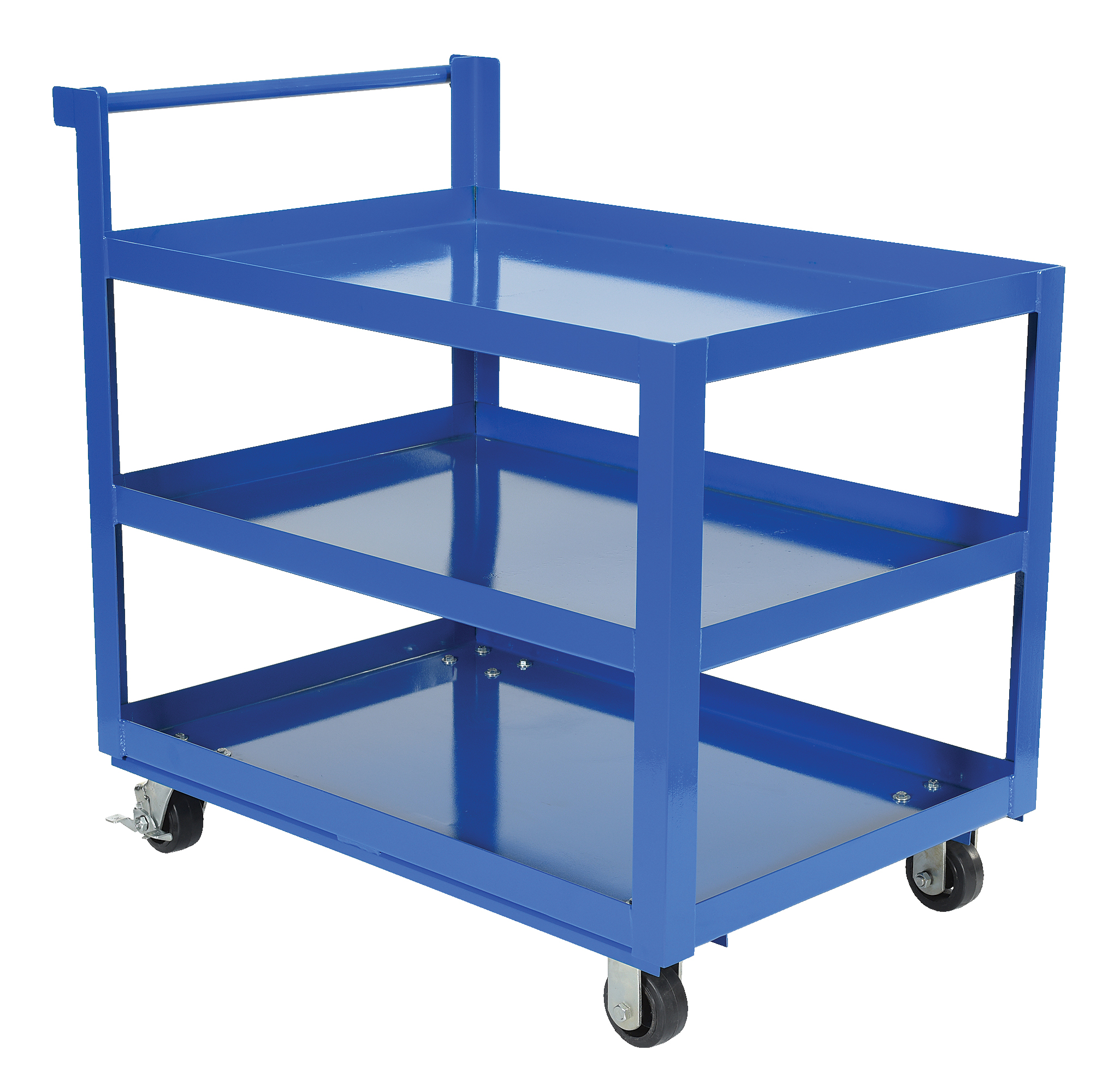 Steel Service Cart Three Shelves, 1000 Lb. Capacity, Blue