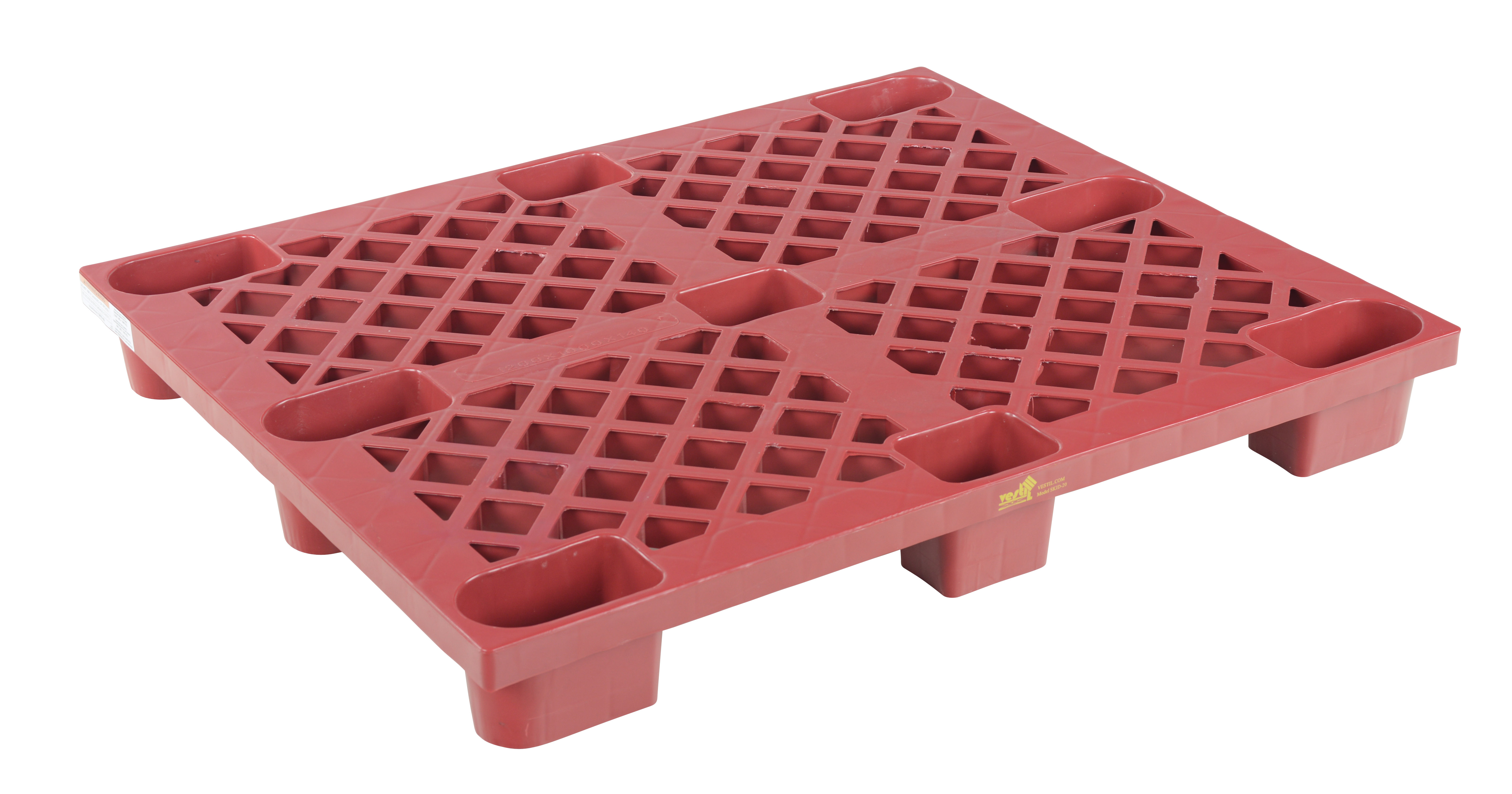 Nestable Skid, 39-1/8 x 46-7/8 x 5-1/2 Inch Size, 3300 Lb. Capacity, Red, Polyethylene