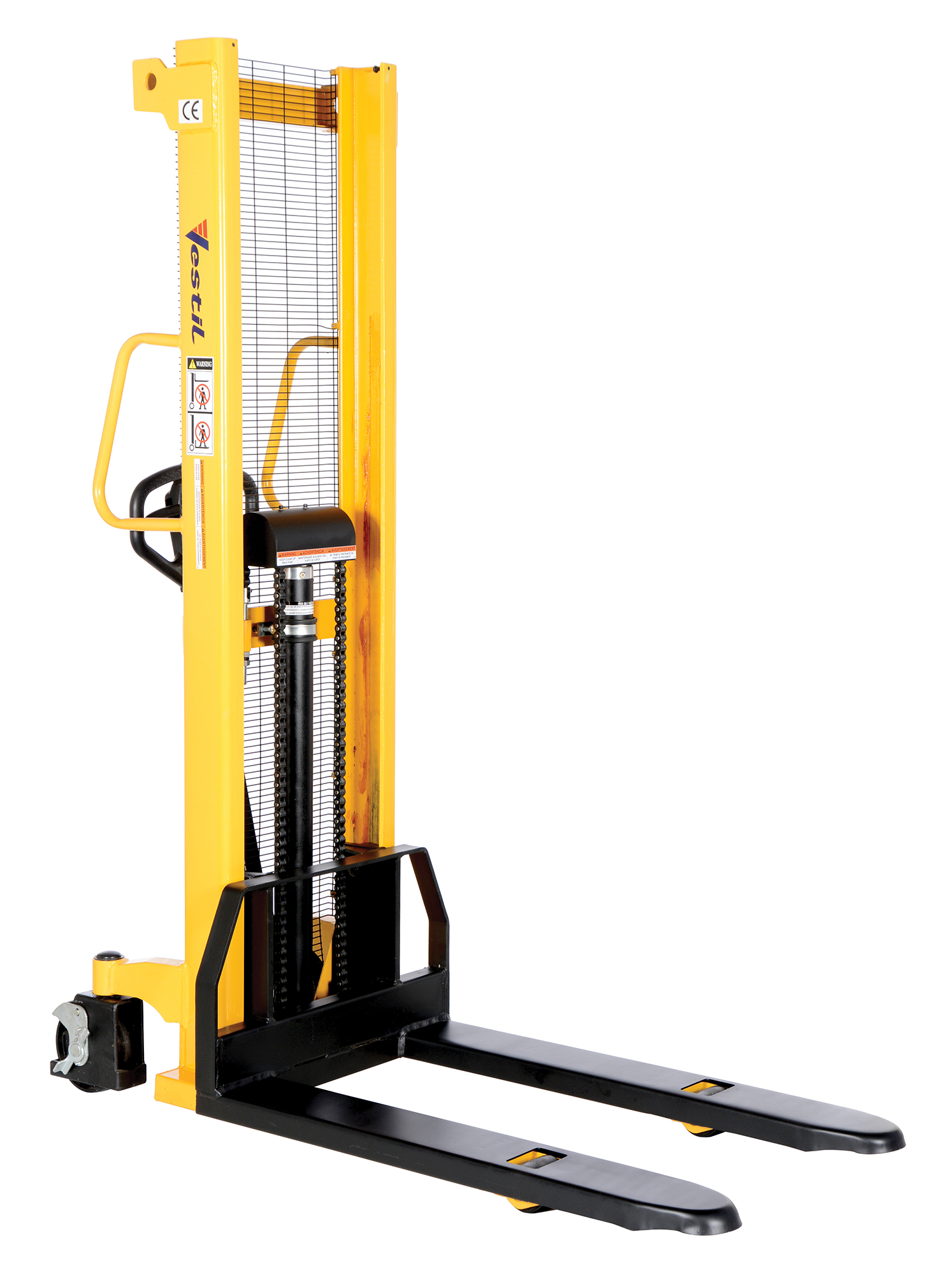 Manual Stacker, Fixed Forks/legs, 2000 Lb. Capacity