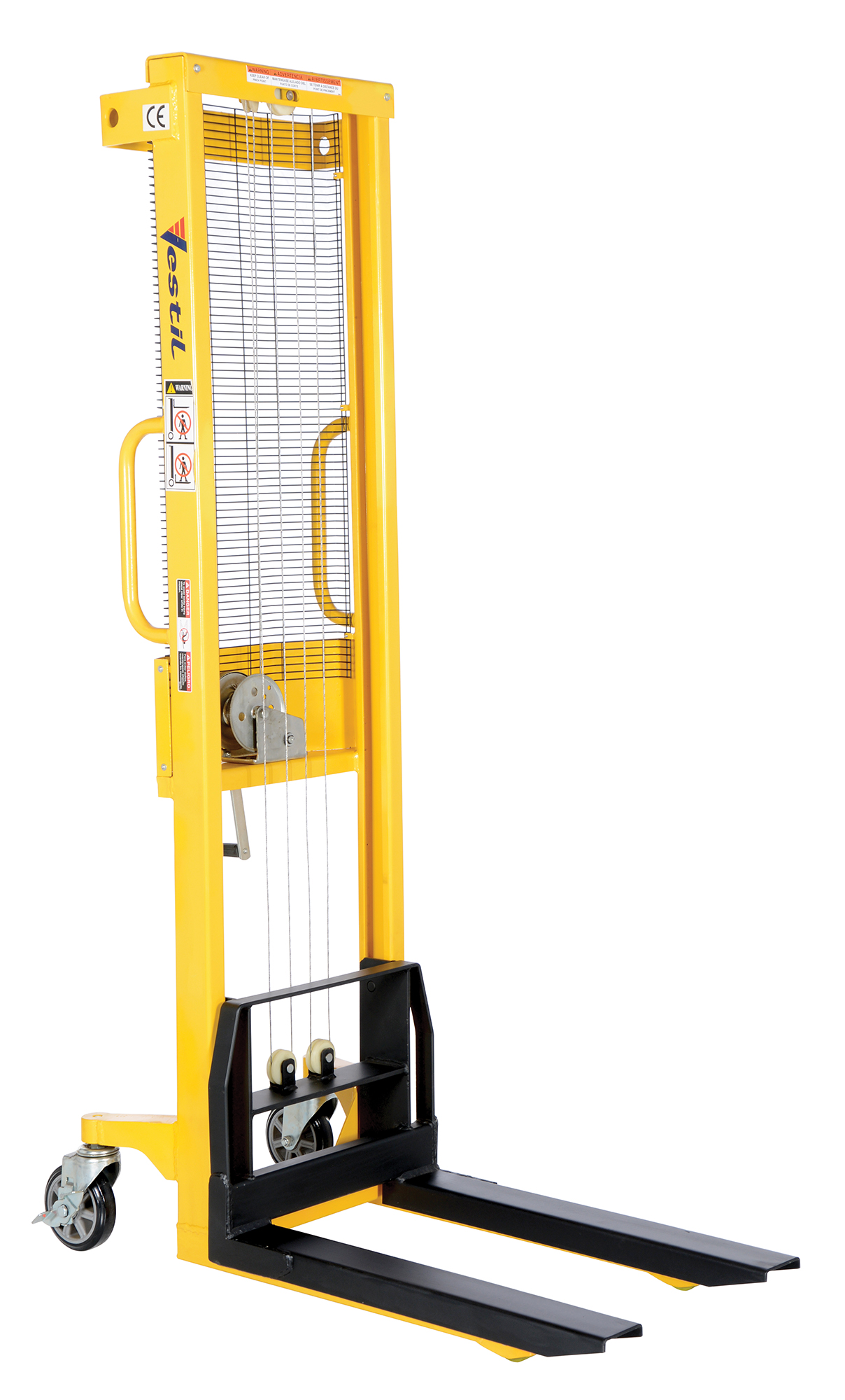 Stacker With Fixed Manual Hand Winch, 770 lb., Black/Yellow, Steel