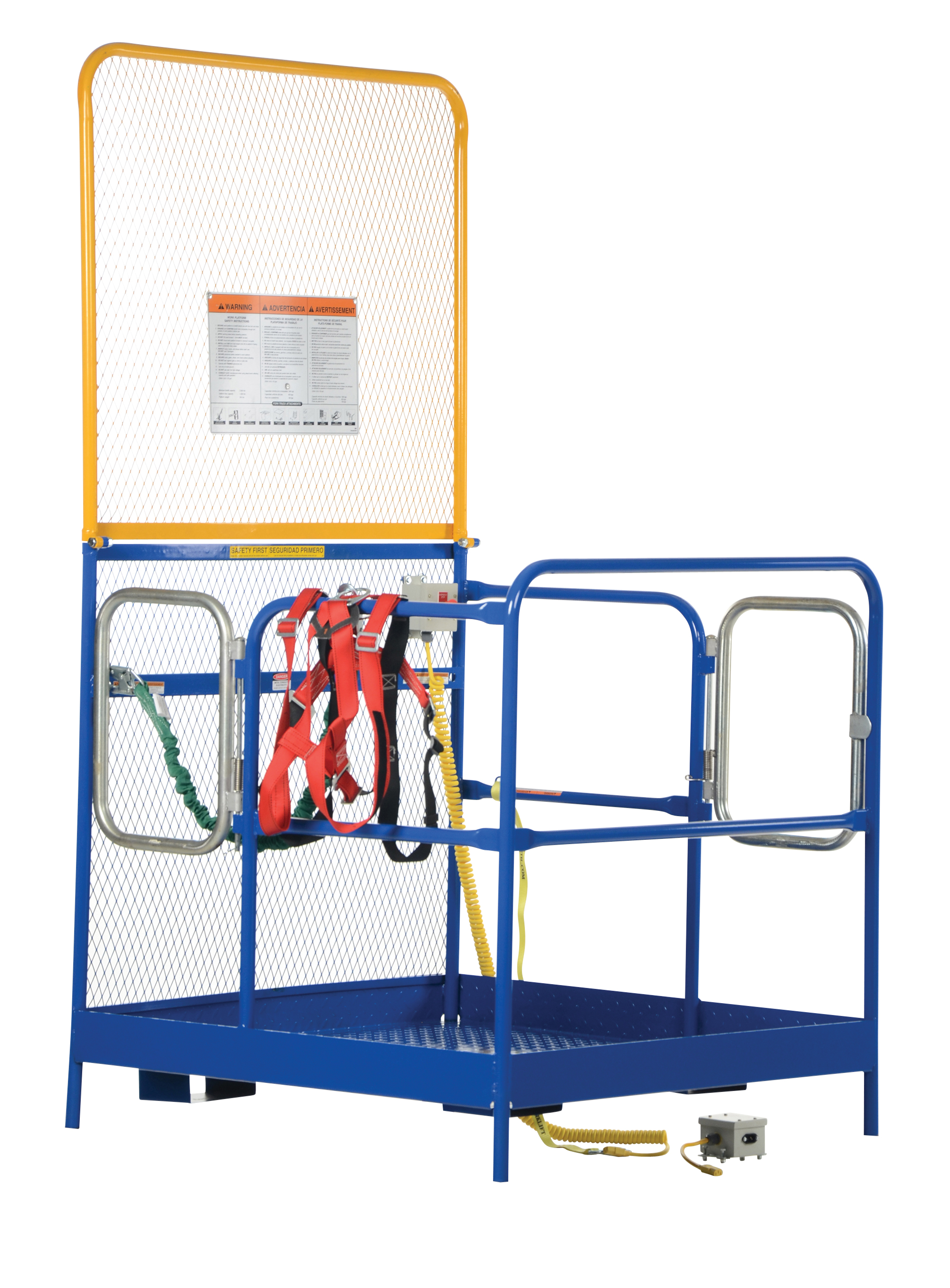 Work Platform, 2 Door Entry, Full Featured, 48 x 48 Inch Size, 1000 lb., Blue, Steel