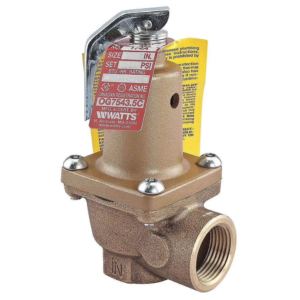 Boiler Pressure Relief Valve, Inlet Size 1 Inch, Relief Pressure 100 Psi