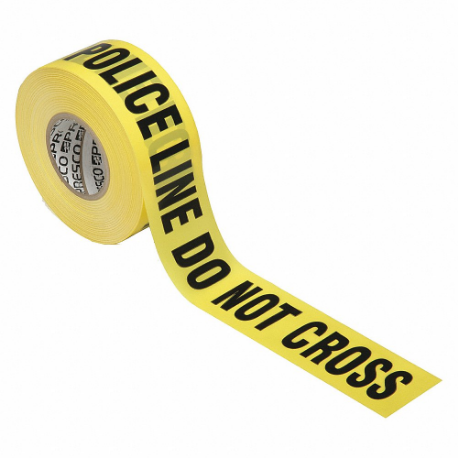 Barrier Tape, Yellow, 3 Inch Roll Width, 1000 ft Roll Length, 3 mil Thick, Polyethylene