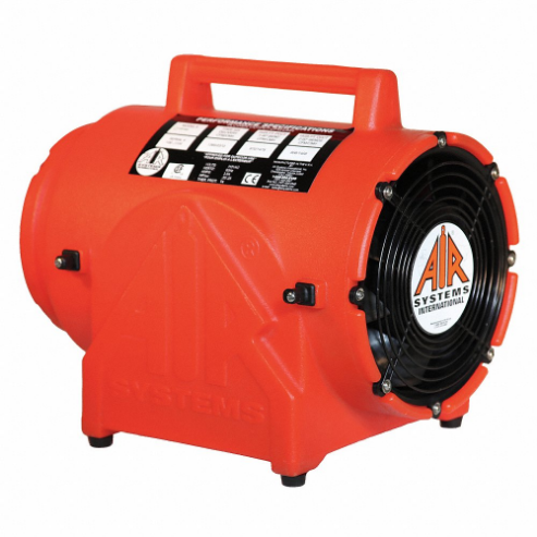 Axial Fan, 8 Inch Size, 1/3 hp, 115V AC, 60 Hz, Orange