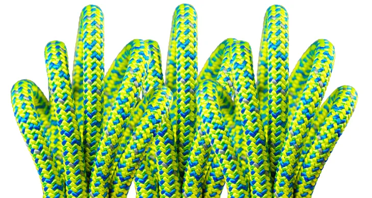 Arborist Climbing Line, 24 Strand, 200 Ft. Length, Neon Blue/Neon Green/Yellow/Gray