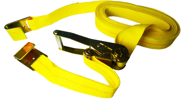 Ratchet Strap, Flat Hook, 2 Inch Dia., 30 Ft. Length, Yellow