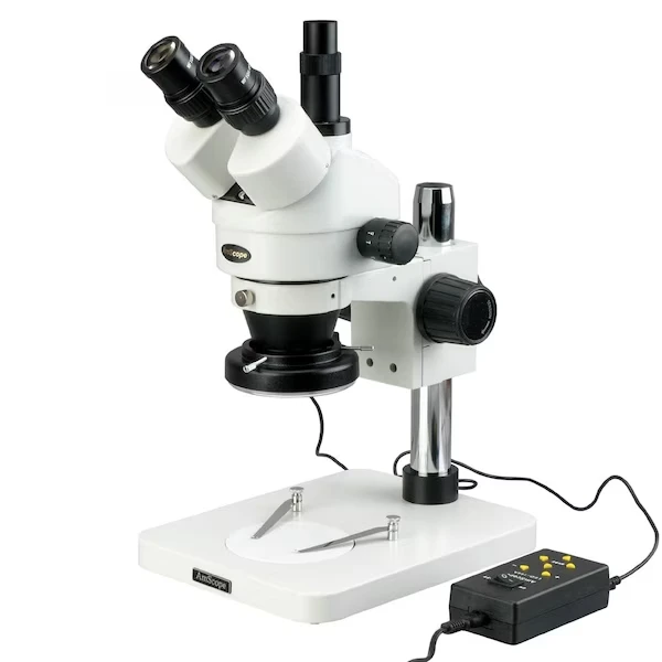 7X-45X Trinocular Inspection Zoom Stereo Microscope With 144 LED 4-Zone Light