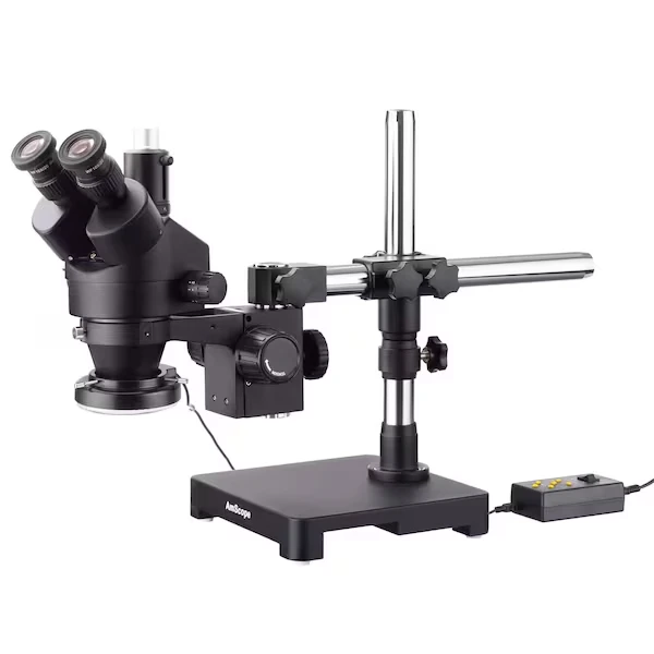 3.5X-45X Trinocular Stereo Zoom Microscope, Single-Arm Boom Stand
