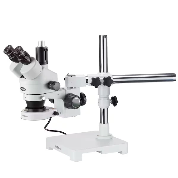 3.5X-90X Trinocular Single-Arm Boom Stereo Microscope, 80-LED Ring Light
