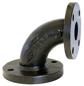 803 Series 90 Degree Reducing Flanged Elbow, Class 125 Standard, Black, 4 Inch Nominal Size (a), 3 Inch Nominal Size (b)