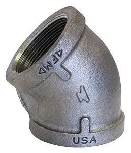 1102 Series Elbow, 45 Degree, Standard, Class 150, 11/2 Size, Black Finish
