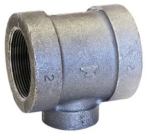 1164R Series Reducing Tee, Malleable Iron, Galvanized, 1 1/4 Inch Nominal Size (a), 1 1/4 Inch Nominal Size (b), 1/2 Inch Nominal Size (c)