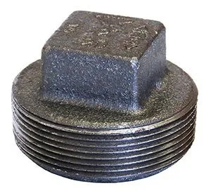 388 Series Square Head Solid Plug, 3/4 Inch Nominal pipe Size, Black FInish, Carbon Steel