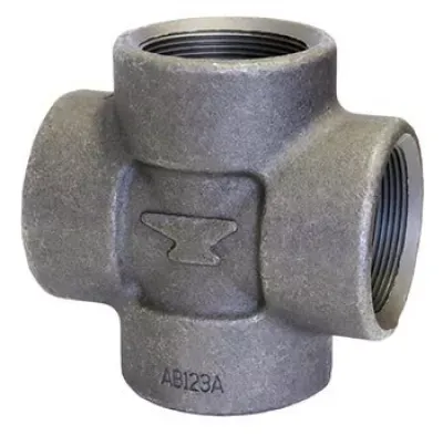 2104 Series Cross Fitting, Forged Steel, Threaded, Size 4"