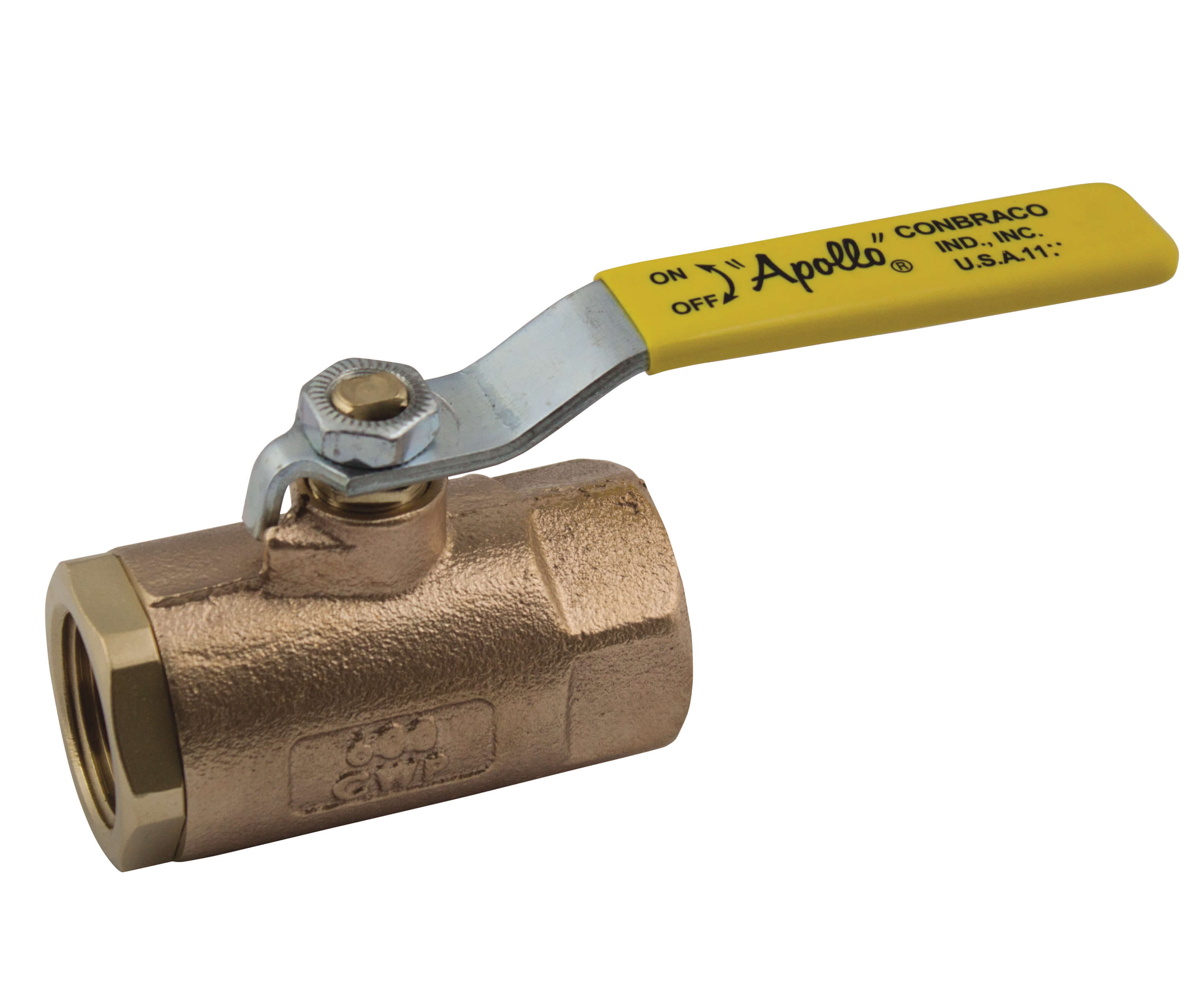 Ball Valve, Size 3/8 Inch Bronze, Stainless Steel Latch Lever, Nut, Rough