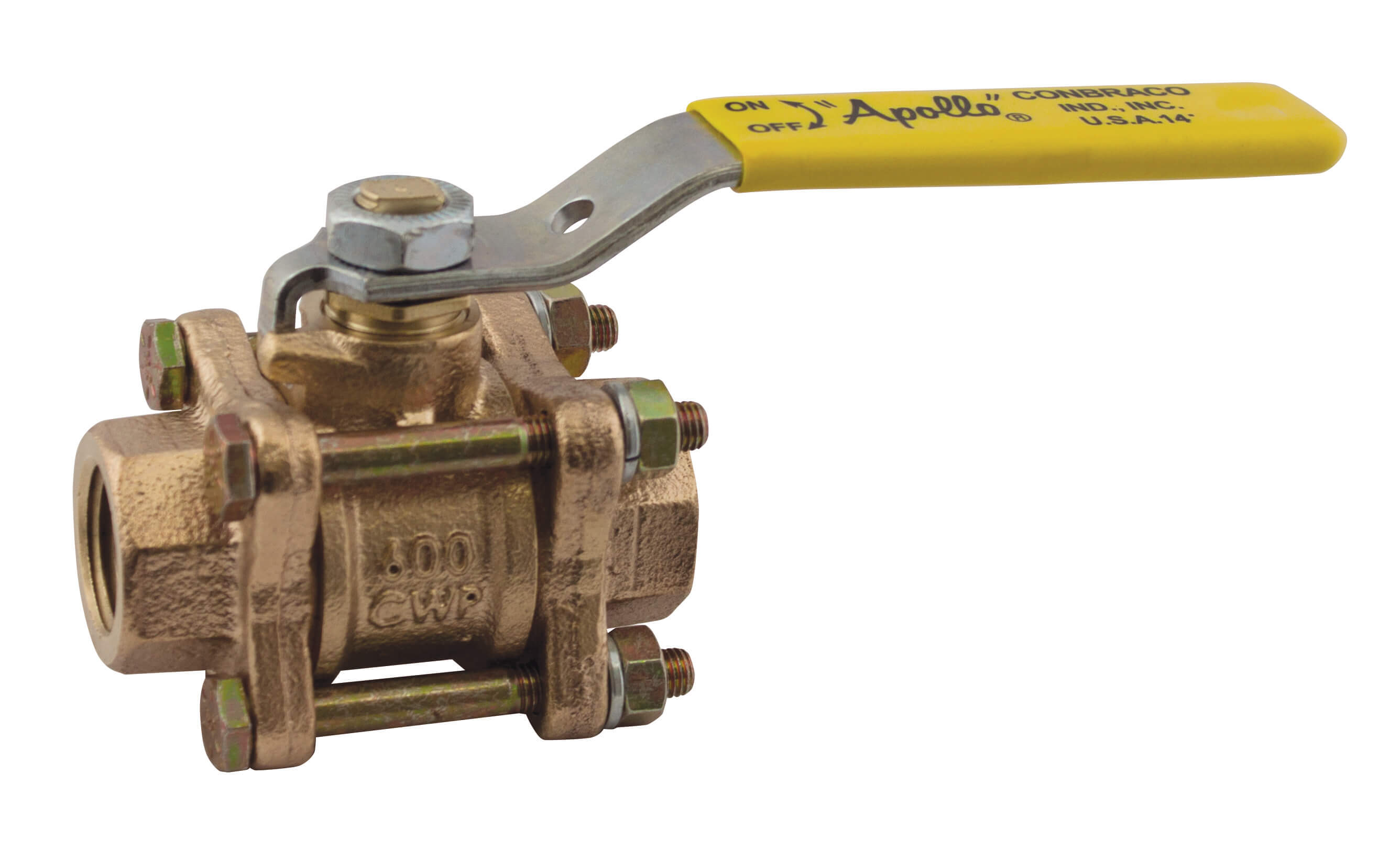 Ball Valve, 1 Inch Size, 3 Pieces, Bronze, Round Ball And Stem